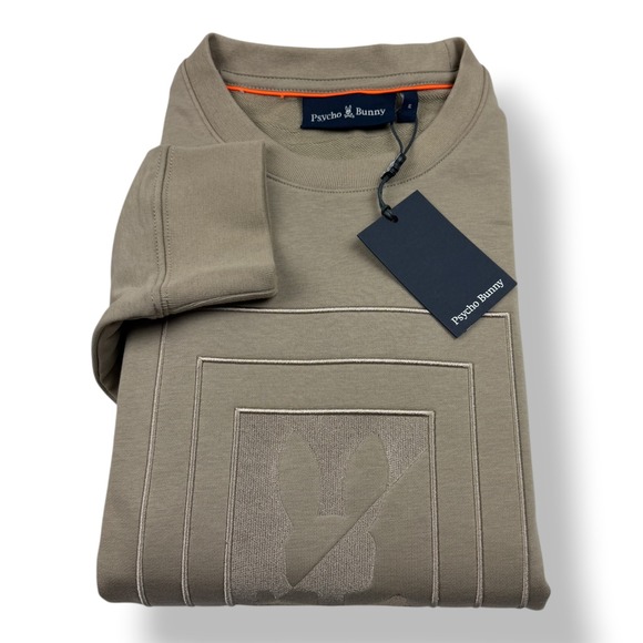 Psycho Bunny Other - Psycho Bunny Men Oak City Crew Neck Sweatshirt Stone Beige HL24-B6S274E200 M NWT